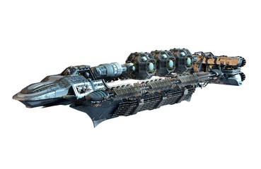 Detailed intergalactic spacecraft isolated on white © 3000ad