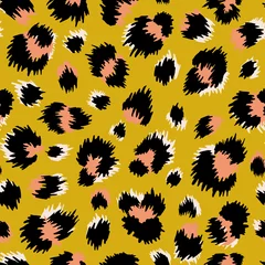 Behang Luipaard textuur. Kleurrijk dier naadloos patroon © magicmary