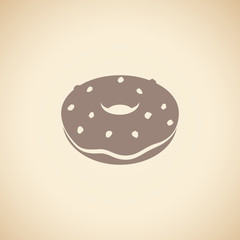 Brown Doughnut Icon isolated on a Beige Background Vector Illustration