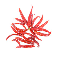Dried chilli on white background