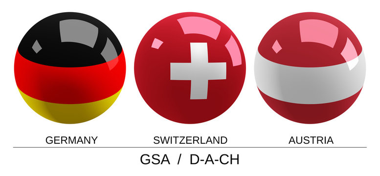 Flaggen-Kugeln Deutschland, &Ouml;sterreich, Schweiz (D-A-CH)    