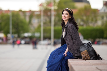 Fototapeta premium Portrait of Beautiful Smiling Woman Outdoors
