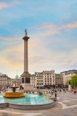 Nelson's Column at Trafalgar Square in London, UK - obrazy, fototapety, plakaty