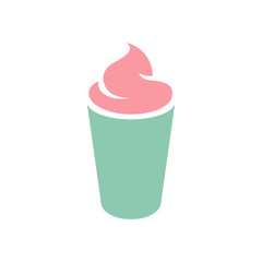 Green and Pink Frappuccino Icon isolated on a White Background Vector Illustration