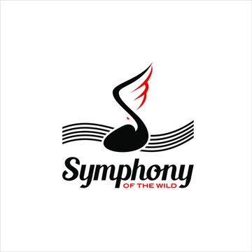 Simple Modern Fun Black Note Music Symphony Logo Design