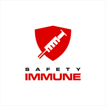 health care logo simple modern red shield injection design
