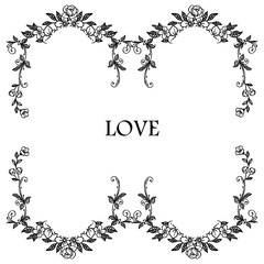 Element design romantic for card love, with feature leaves and flower frame. Vector