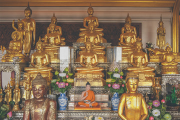 Buddha statue at Wat Saket temple Golden Mount or Mountain in Bangkok Thailand