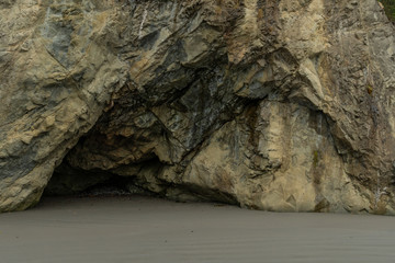 Low Tide Reveals Sea Cave Along Coast