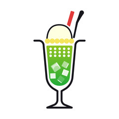 カフェ　シンプル　メロンフロート