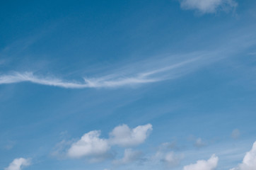 big blue sky with white clouds, background and texture
