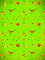 seamless green pattern with flowers