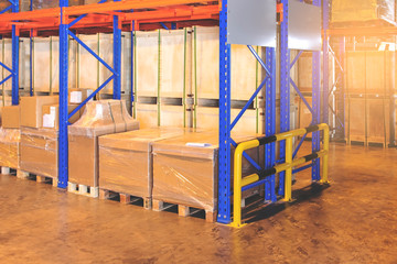 Fototapeta na wymiar warehouse inventory management, industrial, warehouse interior with shelves, cargo pallets
