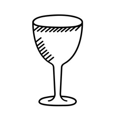 Doodle wine glass vector icon,flat design on white background