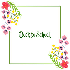 White background with elegant colorful flower frame, for various pattern of card back to school. Vector