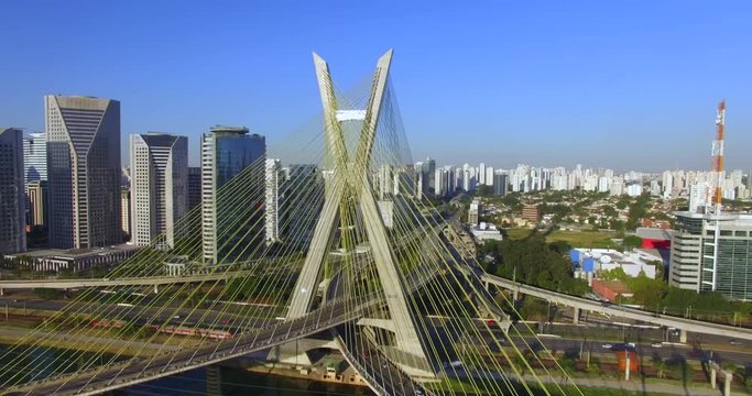 Modern architecture. Modern bridges. Linking two different points. Cable stayed bridge in the world, Sao Paulo Brazil, South America. 