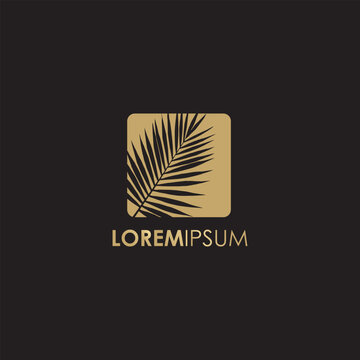 Golden palm leaf logo design icon vector template