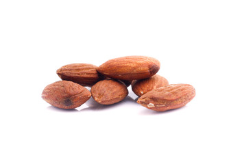 group of almonds isolated on white