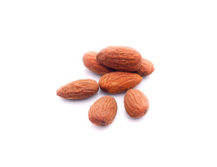 group of almonds isolated on white