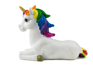 Figure lying unicorn isolated on white background. Trend. Minimalism. © kvladimirv