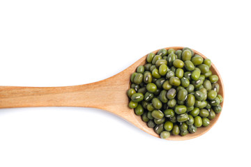 Mung beans on white background