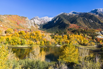 Lower Bells Canyon Reservoir and Wasatch Mountain Range