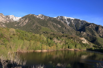 Bells Canyon Reservoir in early summer at Sandy, Utah