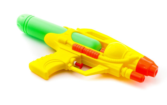 Plastic water gun isolated on white background