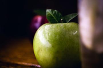 Homemade green apple soda. Refreshing drink, apple juice with carbonated water.