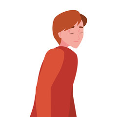 man portrait character on white background