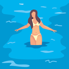 woman summer time vacations design