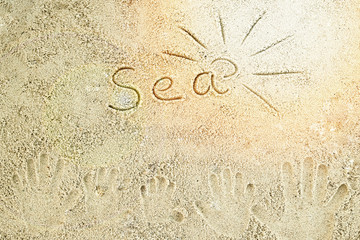 beautiful pattern on the sea sand on nature background