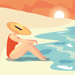 woman summer time vacations design