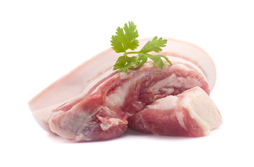 Pork belly on a white background
