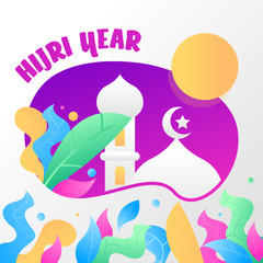 Happy hijri new year illustration