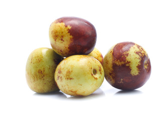 Jujube fruits close up on white