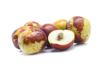 Jujube fruits close up on white