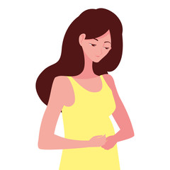 pregnant woman touching her belly