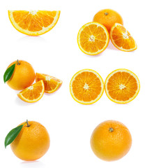 Set of orange isolated on white background