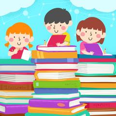 Kids Write Pile Book Illustration