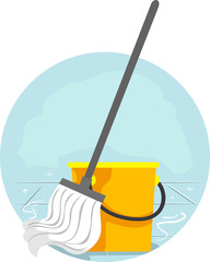 Household Chores Mopping Floor Illustration