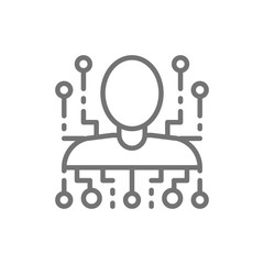Cyber person, robot, artificial intelligence line icon.