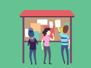 People Community Bulletin Board Illustration