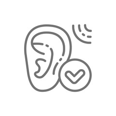 Obraz premium Good hearing, hearing test line icon. Isolated on white background