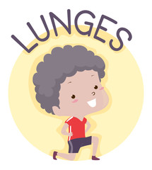 Kid Boy Exercise Lunges Illustration
