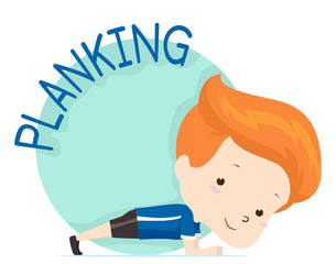 Kid Boy Exercise Planking Illustration