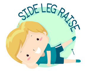 Kid Boy Exercise Side Leg Raise Illustration