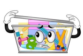 Mascot Container Full Things Illustration