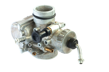 Carburetor for motorcycle part engine on white background
