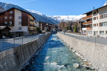 Obraz premium Beautiful View of old village Zermatt, Matterhorn, Switzerland.